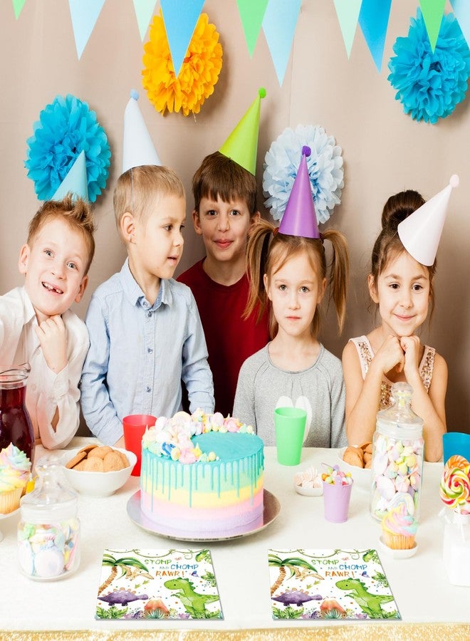 زينة عيد ميلاد ديناصورات من زيلكوني - 40 منديل ورقي ثنائي الطبقات للاستخدام مرة واحدة، بتصميم ديناصورات، مناسب لحفلات أعياد ميلاد الأولاد وحفلات استقبال المولود، مقاس 6.5 × 6.5 بوصة - Image 5